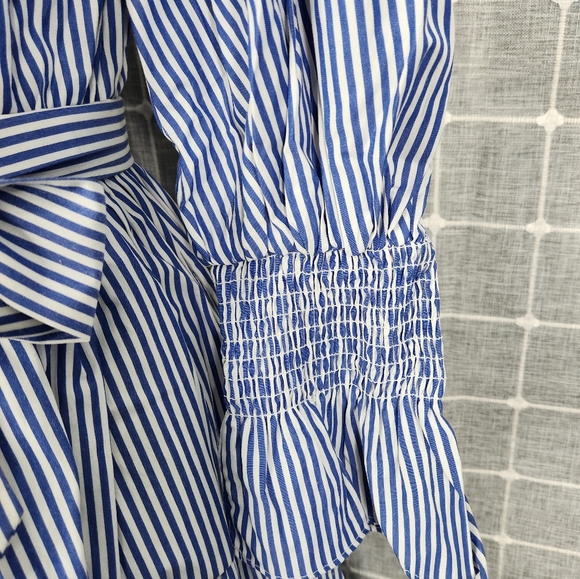 Ivy City Co. Carrie Striped Blue Puff-Sleeve Tiered Dress - Picture 6 of 11